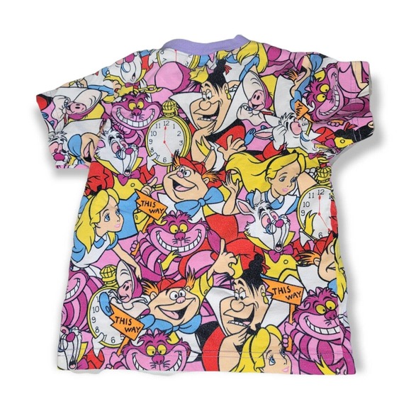 Disney Tokyo Resort Disneyland Alice In Wonderland All Over Print T-Shirt Girls - Picture 3 of 5